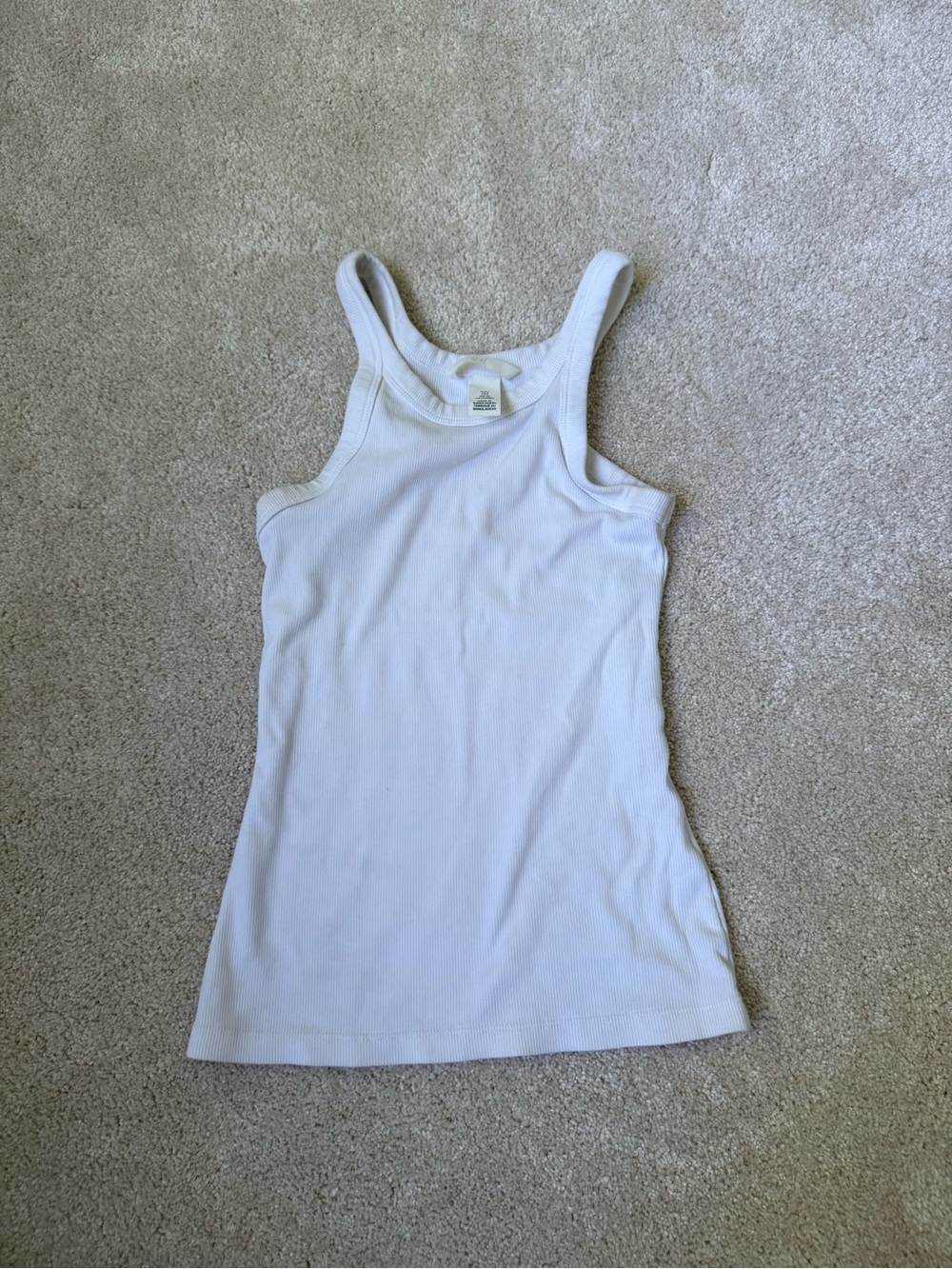 H& M White Ribbed Tank Top